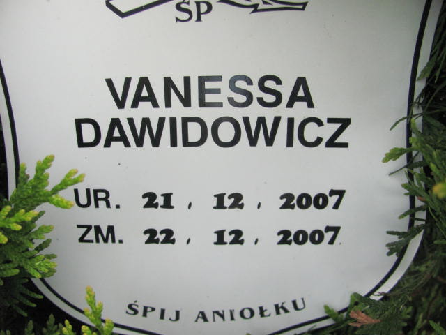 VANESSA Dawidowicz 2007 Bielawa - Grobonet - Wyszukiwarka osób pochowanych