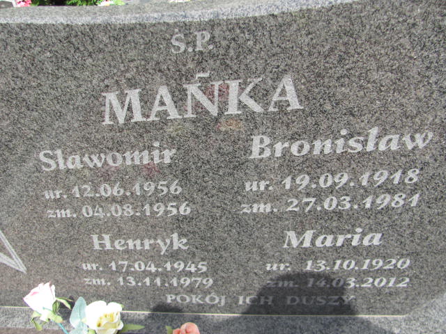 Bronisław MAŃKA  1928 Bielawa - Grobonet - Wyszukiwarka osób pochowanych