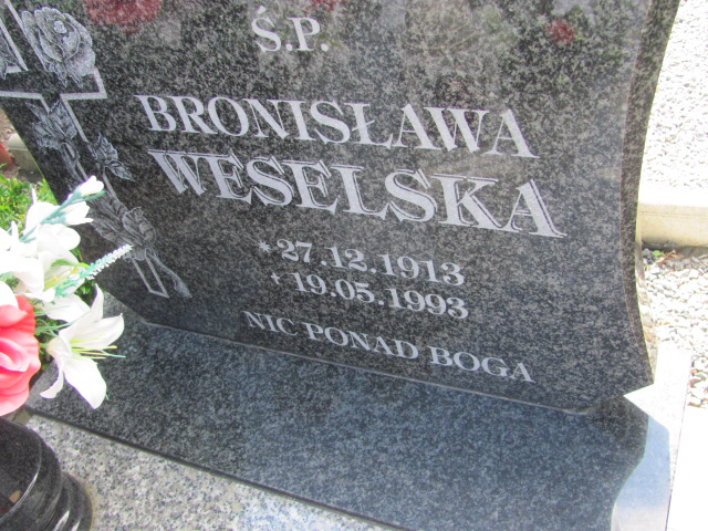 Bronisława WESELSKA 1913 Bielawa - Grobonet - Wyszukiwarka osób pochowanych